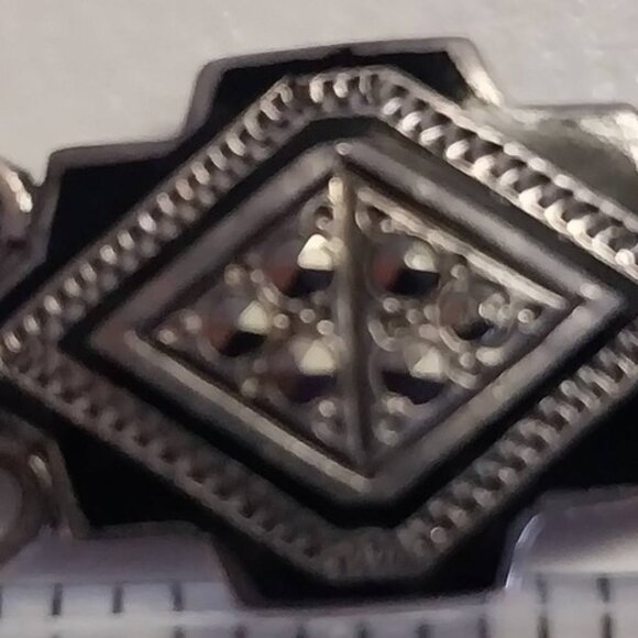 Vintage Art Deco 1930's Sterling Enamel Marcasite Bracelet - Picture 5 of 8